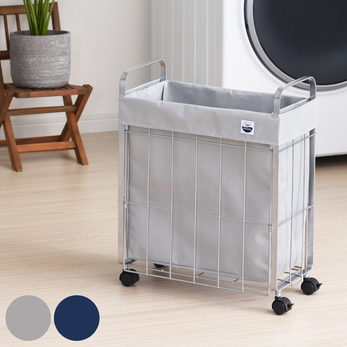 ランドリーバスケット 折りたたみ サンバッサ S＆W ワイヤーバスケット 25L バスケット ランドリー 洗濯 脱衣かご 隙間収納 隙間 洗面所 洗濯機横 20cm 撥水 洗濯かご 収納