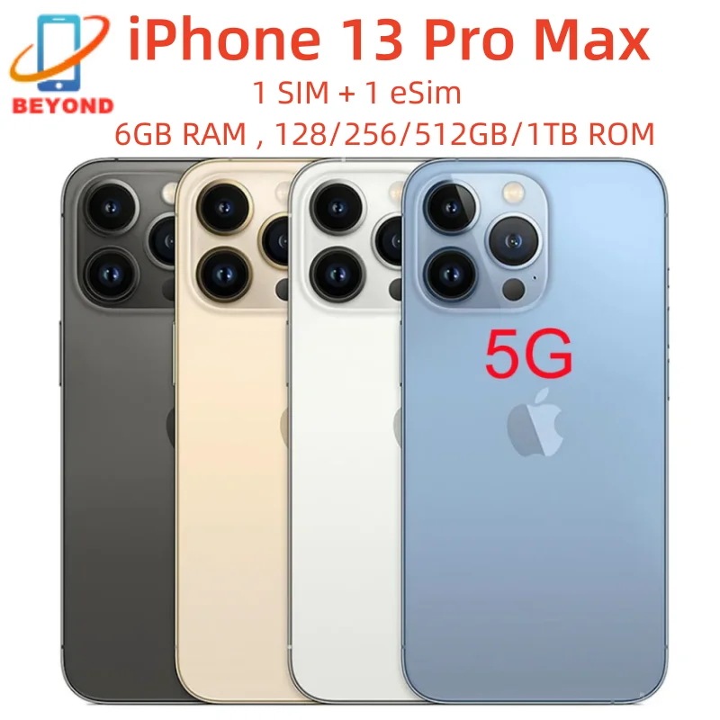 Apple-iphone 13 pro max,128, 256 GB,512GB, 1テラバイトrom,6.7インチ,超セクシー,ロック解除,6GB RAM,a15,iOS,顔NFC 98% 新し