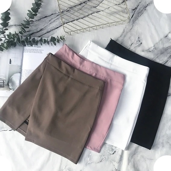 スカート ボトムス キュロット ショート丈 スリム 細身 スリット サイドスリット ハイウエスト 伸縮性 大人可愛い きれいめ シンプル カジュアル 上品 お洒落 かっこいい レトロ 大人女子