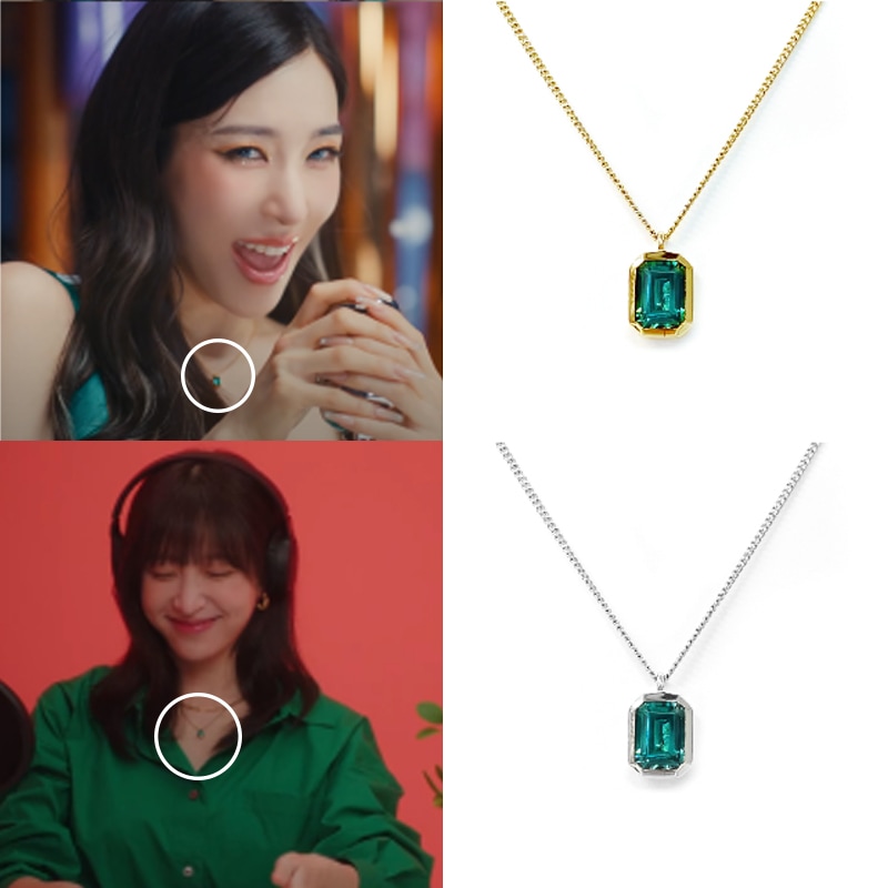 [少女時代ティファニーMAMOOソラEXIDハニー着用] [韓国人気女性アイドル着用 ] シャトレプチグリーンネックレス 韓国女性アクセサリー