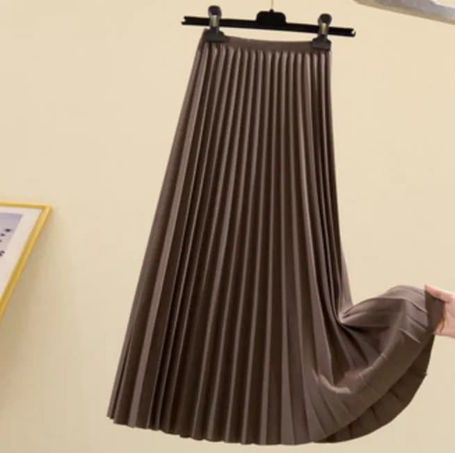 スカート レディース ロング丈 プリーツ 無地 エレガント デート シンプル　カジュアル きれいめ オフィス 通学 通勤 イベント　普段使い プチプラ ロングシーズン 無地 ブラウン　ブラック 韓国