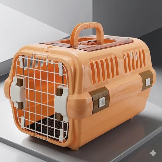N&S ペットキャリー 犬 猫用 キャリーバッグ ハードキャリー トップオープン 航空機対応 IATA基準 Mサイズ オレンジ