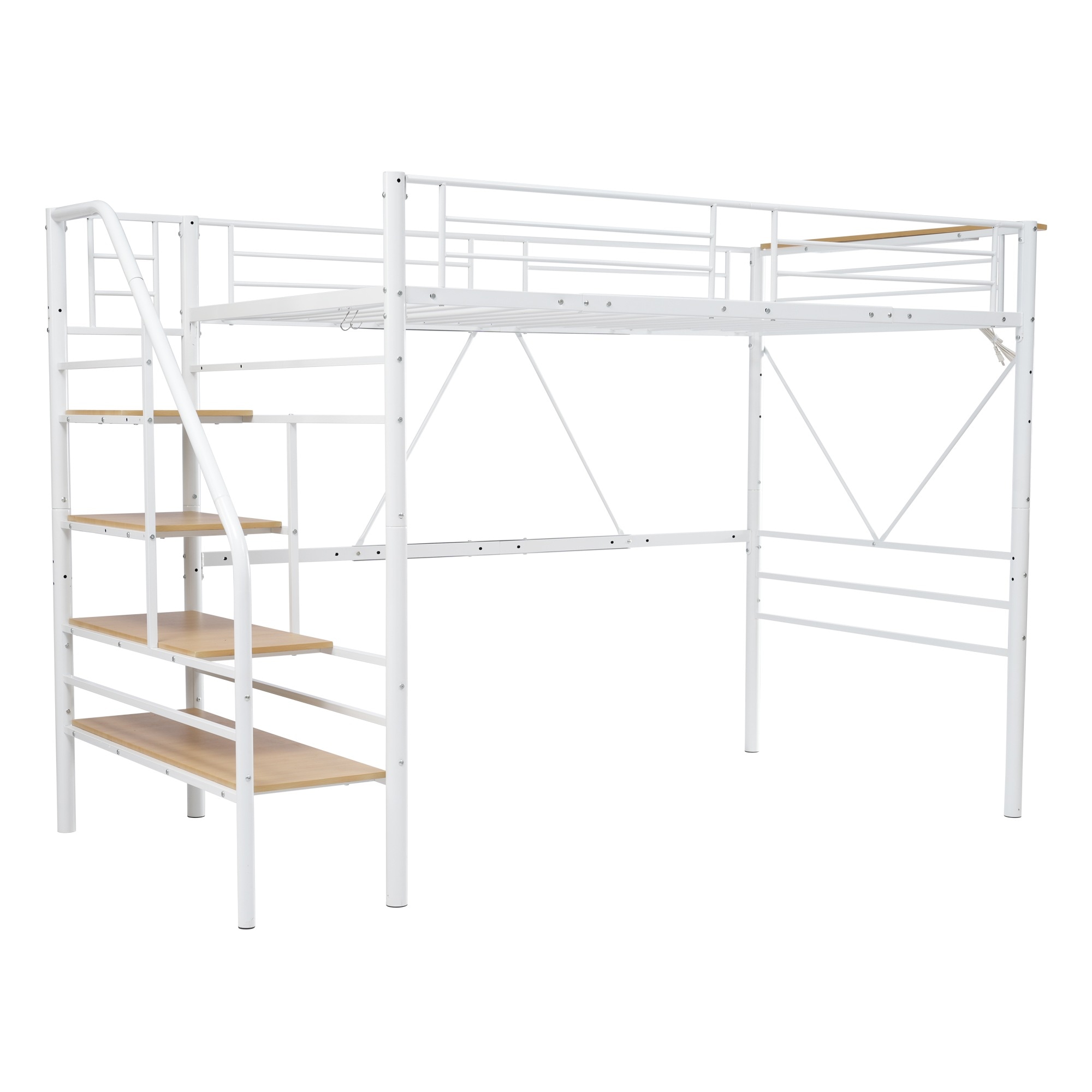 ロフトベッド 階段付き SD パイプベッドセミダブル コンセント付き 収納 スチール 耐震 ベッド シングル パイプベッド パイプ 28,231円