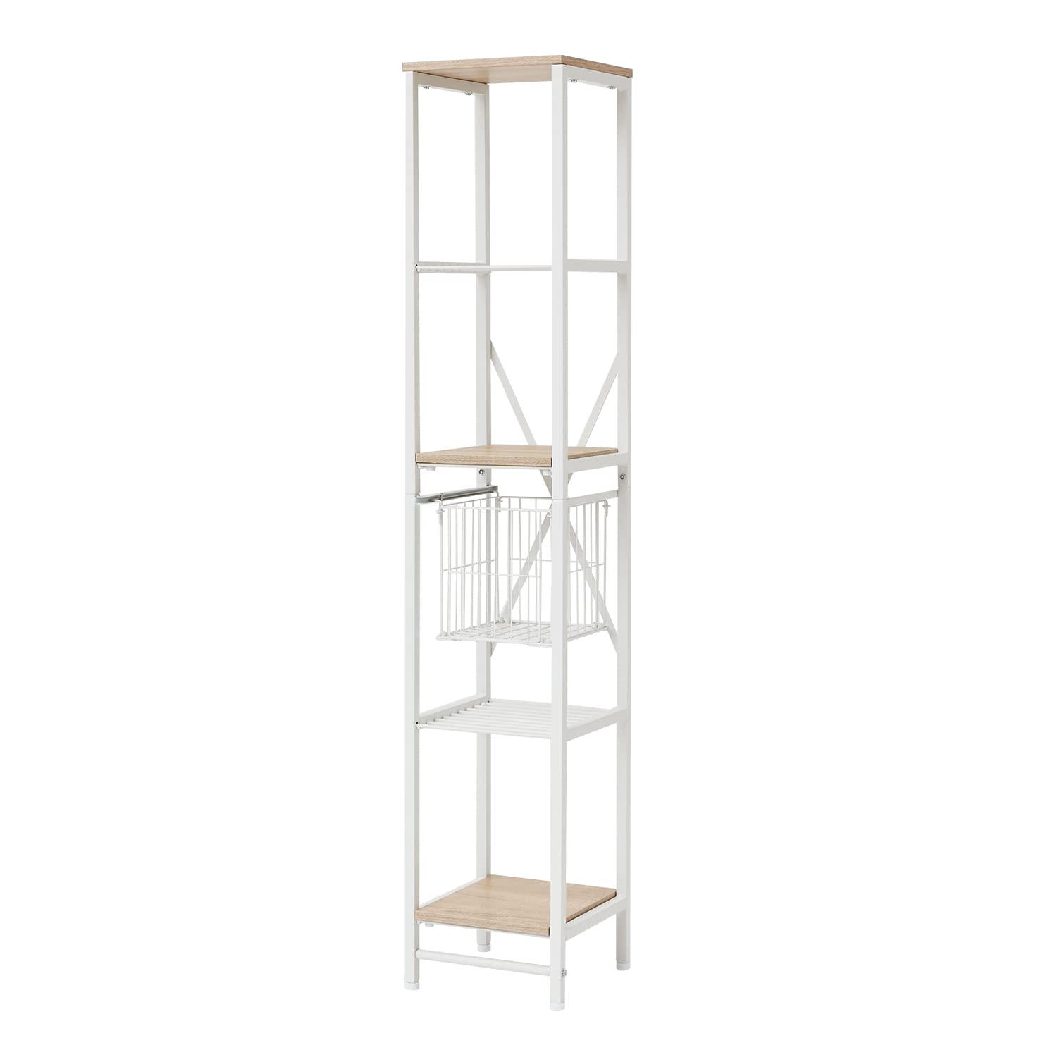 ロウヤ オープンシェルフ ラック 隙間収納 スチール棚 幅30cm ナチュラル/ホワイト 10,571円