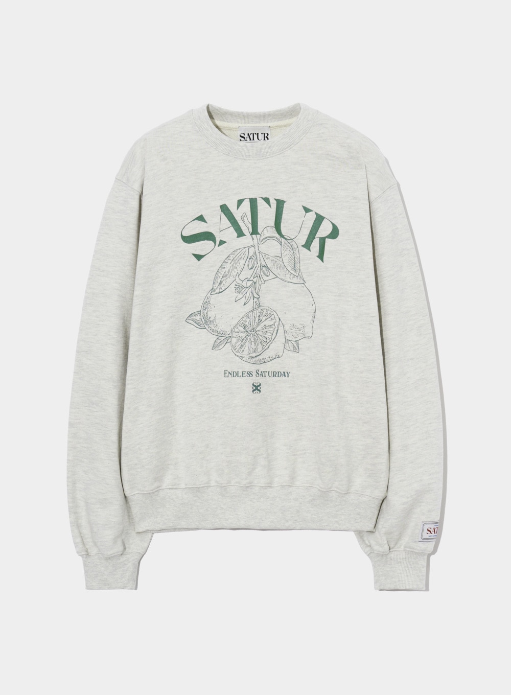 【SATUR】 CAFRI CITRON DRAWING GRAPHIC SWEATSHIRTS : MELANGE OATMEAL