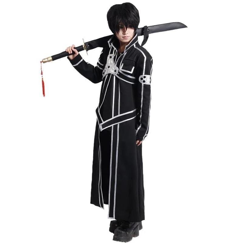 工場直販 一部分3日出荷ソードアート・オンライン Sword Art Online SAO 桐ヶ谷和人 （きりがやかずと） キリト コスプレ衣装 5点セット サイズ SXXL
