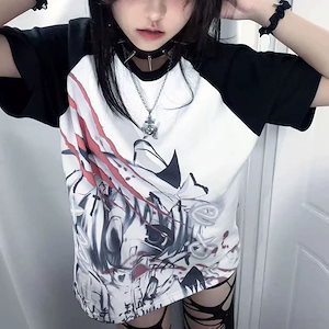 断片小説原宿の小人数日系二次元アニメ挿肩袖Tシャツサブカルゆったりプリント半袖