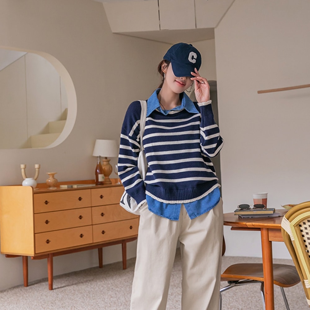 [ナク21] (55~88) レイヤードシャツニット DM33-T-39