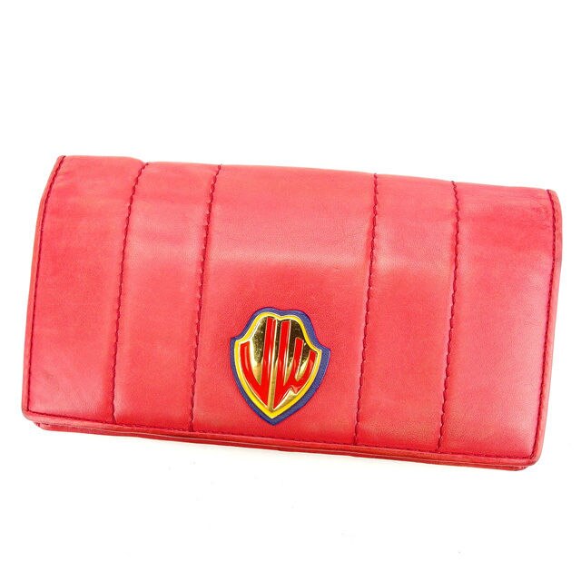 長財布 二つ折り財布 レッド ベージュ 中古