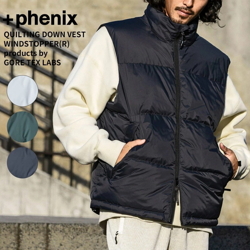プラス フェニックス メンズ ダウンベスト + phenix キルティング ダウンベスト QUILTING DOWN VEST