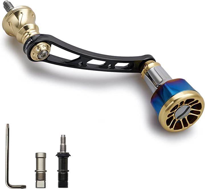 56mm リール ハンドル シマノ SHIMANO ダイワ DAIWA 通用 スピニングリール Arch Engine ゴールド＆ブラック(ゴールド(ノブ)＆ブラック(ハンドル))