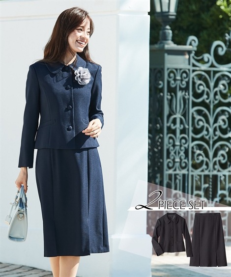 スカートスーツ 入学式卒業式フォーマル ステンカラージャケットスカートスーツ 大きいサイズ有