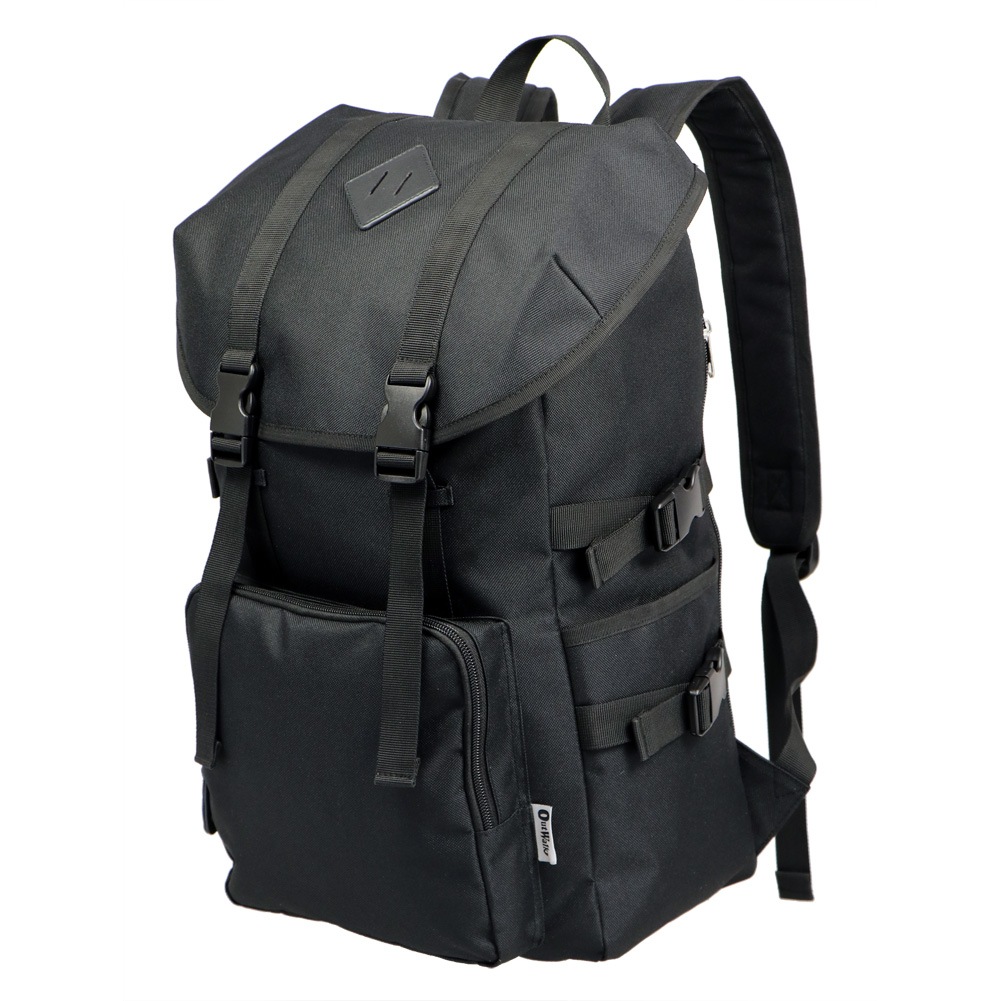Out Walk リュック ブラック 大容量 かぶせ巾着 シンプル デイパック B4 A4 バックパック リュックサック かっこいい レディース メンズ ギフト プレゼント 通勤 通学 7203