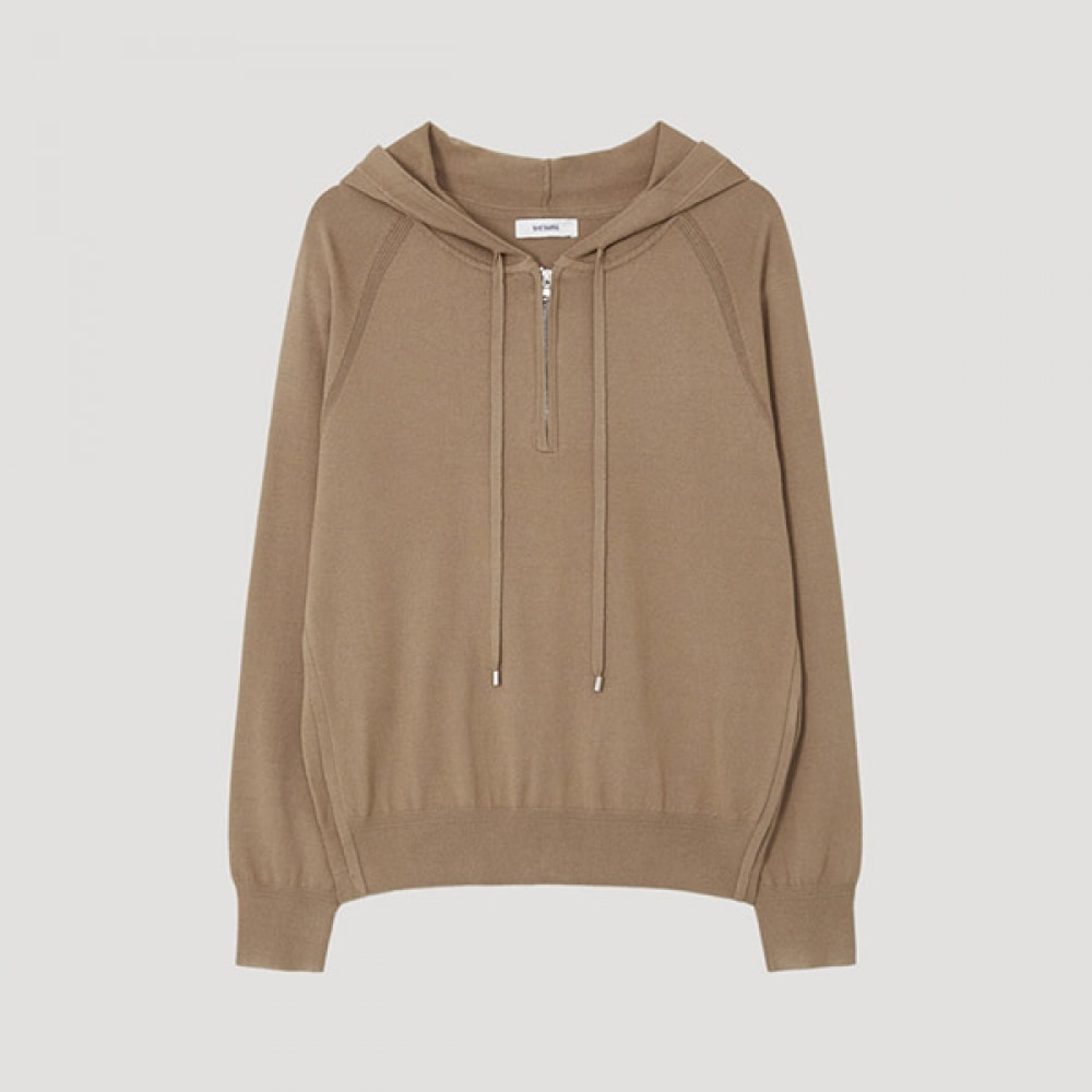 (Shes Miss) フード付きハーフジップアップニットプルオーバー_SSKPOP12700_LW