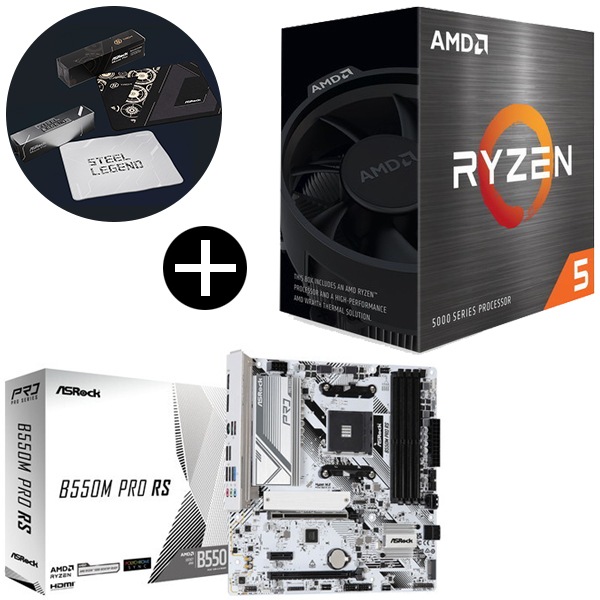 国内正規品 Ryzen 5 5500 Wraith Spire Cooler CPU + ASRock B550M Pro RS マザーボード + ASRockオリジナルマウスパッド セット