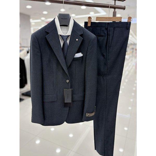 メンズ秋冬カシミアウール混紡ブルーネイビー面接礼服 혼주 ビッグサイズ115サイズスーツ