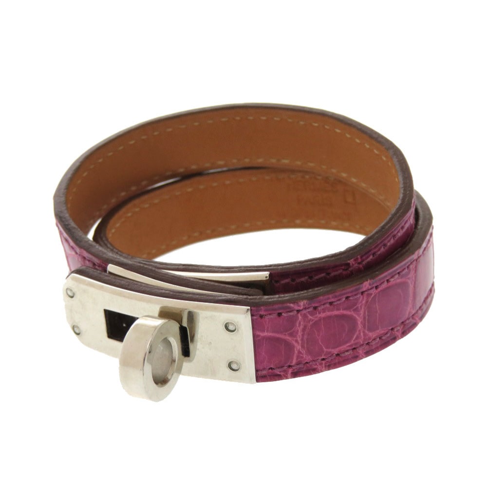美品 2連 ケリー ドゥブルトゥール ブレスレット アリゲーター/アリゲーター パープル Q刻印 0805【中古】 レディース