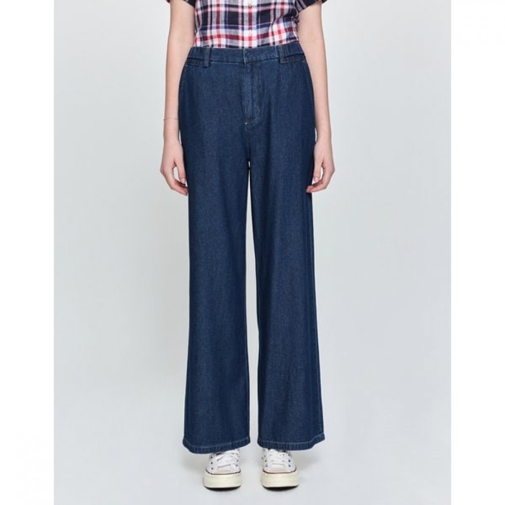 [25SS] [ワイド] ヘッジデニムワイドバンディングデニムパンツネイビー HSPA5B351N1