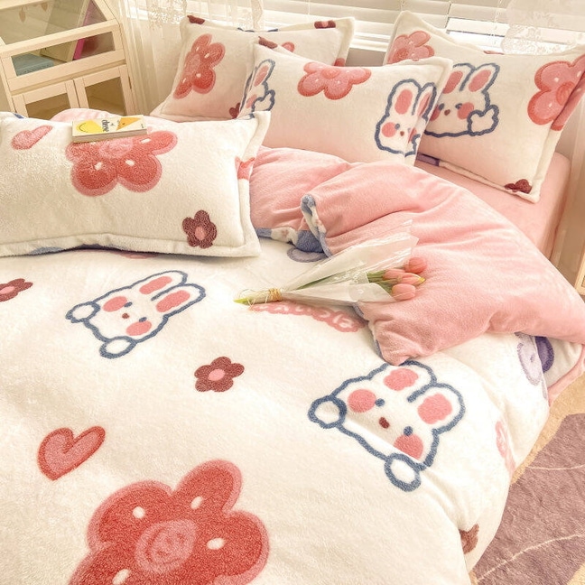 布団カバー ピンク 冬用 厚手 ベッドカバー 暖かい 抗菌防臭 毛布 ダブルサイズ 掛け布団カバー 洗える 寝具 ベッド用品 プレゼント シングル セミダブル ダブル 韓国ファッション 5,123円