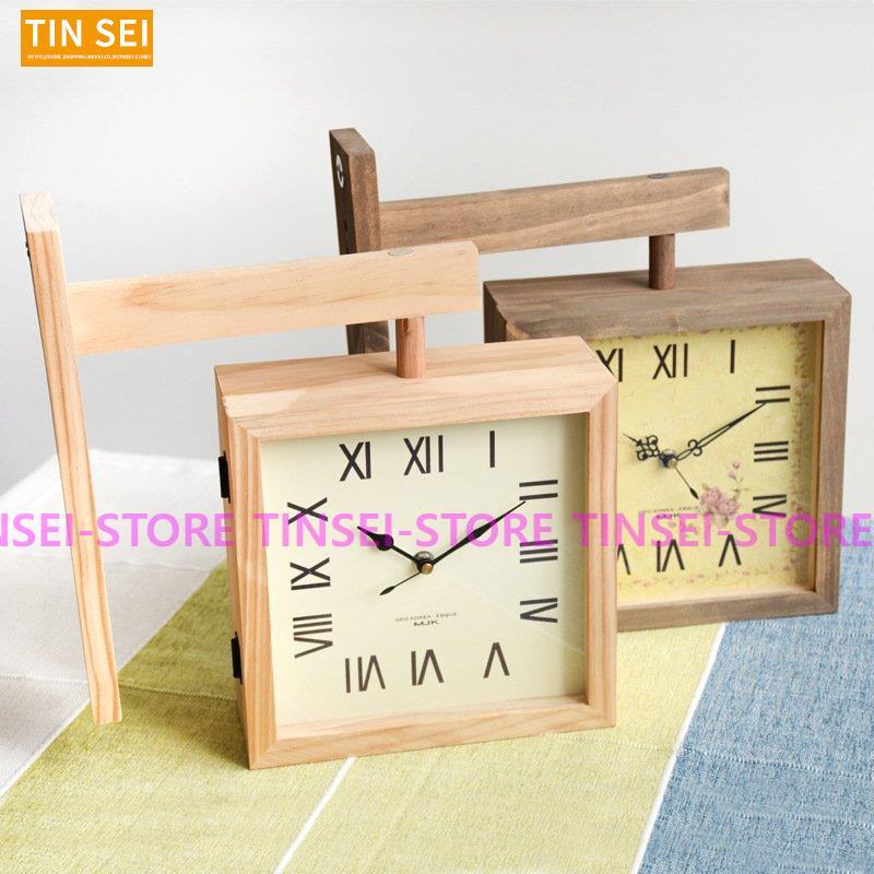 新モデル発売 置き時計 掛け時計 おしゃれ 両面創意クロック 時計 北欧 木製 レトロ 木目調盤 部屋飾り 静音 無垢 四角い 天然木 連続秒針 静音 部屋装飾 プレゼント 利用可能なポイント 8,915円