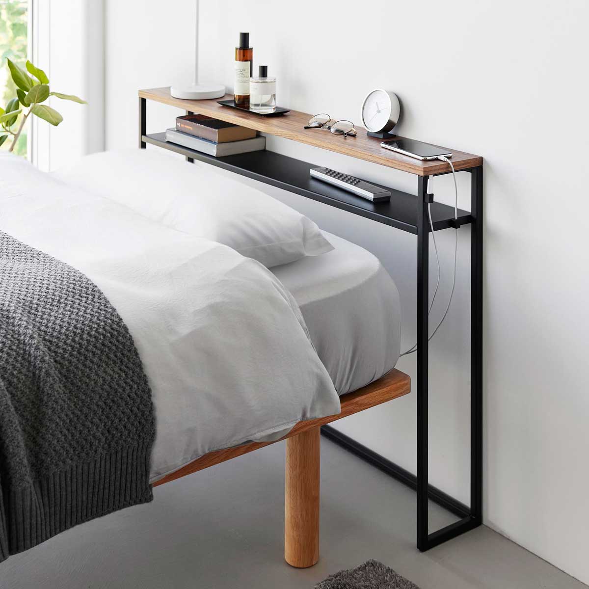 ヘッドボード 山崎実業 tower タワー 棚板が動く後付けヘッドボード 1683 ブラック