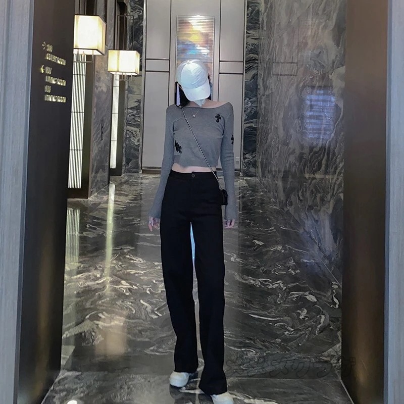 ガウチョパンツ レディース 美脚ライン ストレート ロングパンツ ハイウエスト ポケット付き カジュ