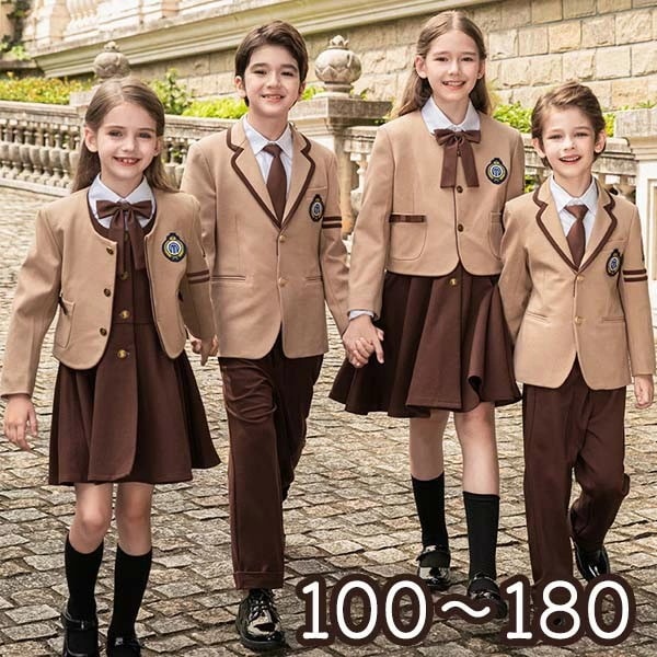 卒業式 入学式 スーツ 女の子 男の子 中学 小学生 受験 学生服 通学 セット 大きいサイズ 女児 ジュニアスーツ 子供スーツ お受験 発表会 ベージュ 100 110 120 130 140 15