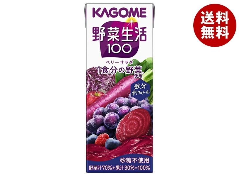 カゴメ 野菜生活100 ベリーサラダ 200ml紙パック＊24本入＊(2ケース)
