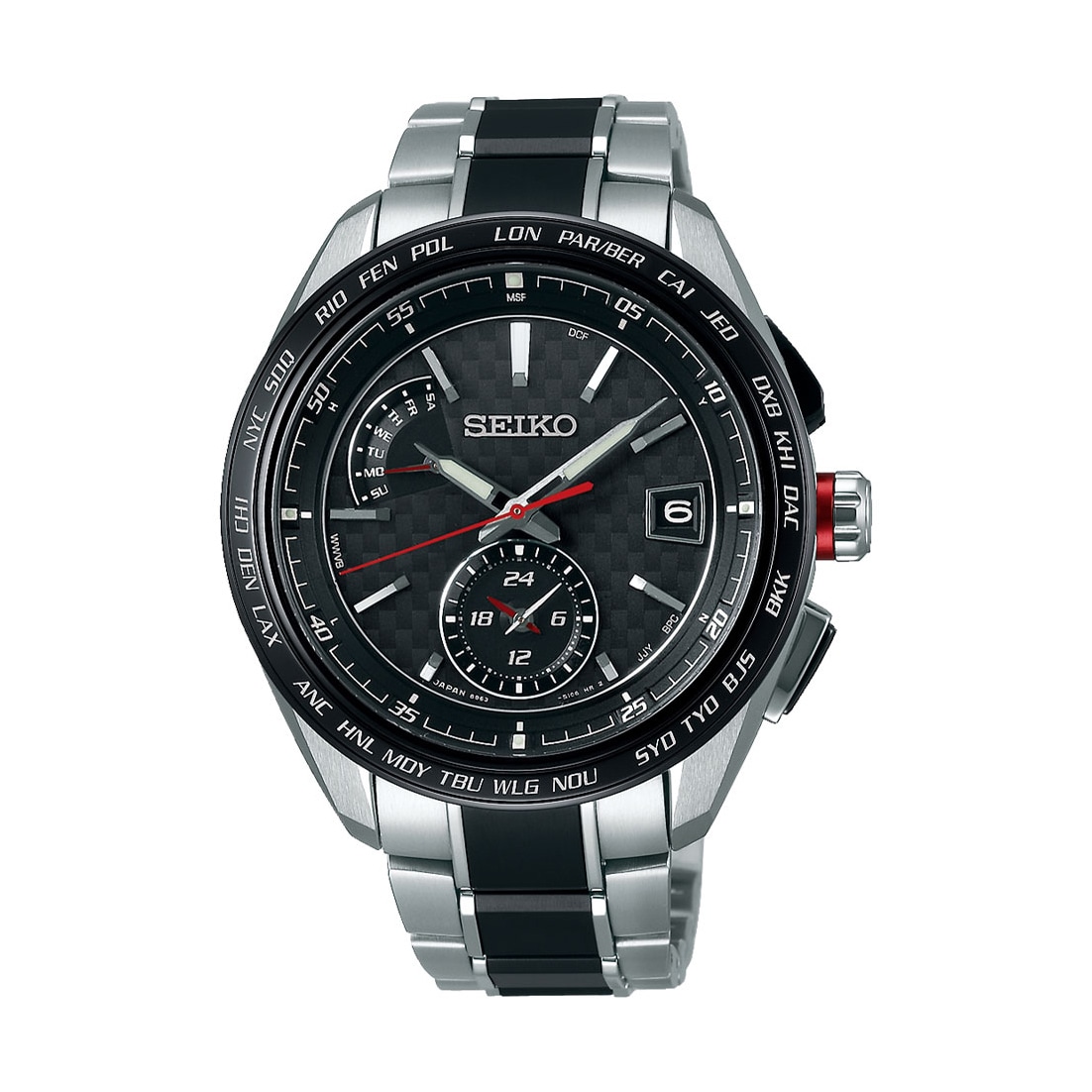 セイコー メンズ ウォッチ ソーラー 電波時計 ブラック シルバー SAGA259 正規品