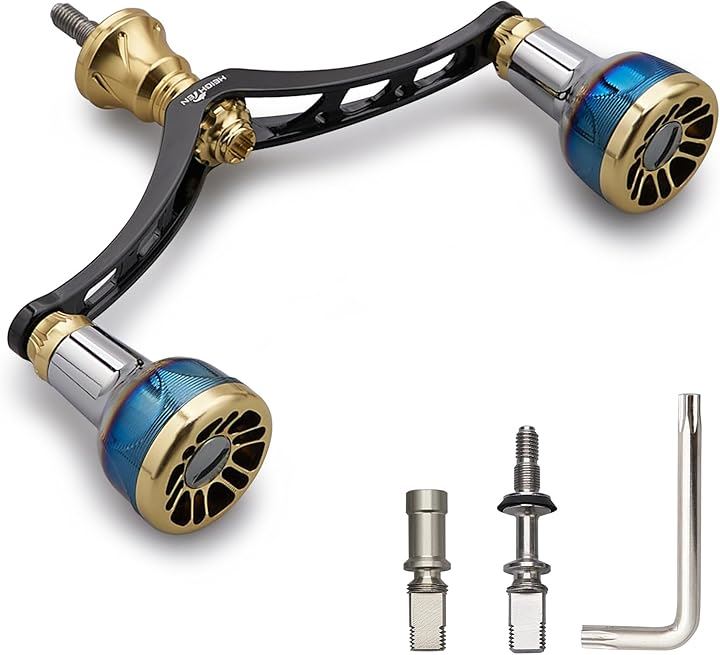 リール ハンドル シマノ Shimano ダイワ DAIWA 通用 スピニングリール用 Arch Engine Series 189(98mm - ブラック＆ゴールド)