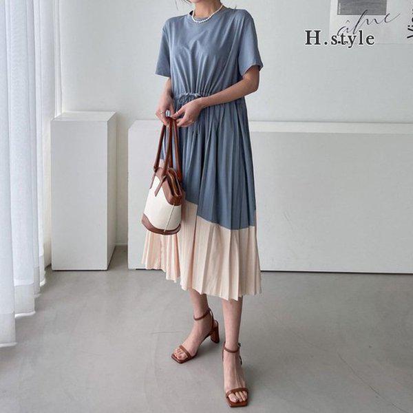 HスタイルWCウィンディ配色ワンピース/夏/OPS/ワンピース/ホームウェア/ゲストルック/シフォン/ラウンジ/パジャマ/寝間着