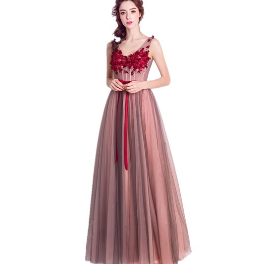 xl 在庫処分　即納　レッド　レース　マキシ丈　花柄　ロングドレス　パーティードレス ワンピース カラードレス　二次会 演奏会 披露宴 結婚式 発表会　忘年会　トレーン