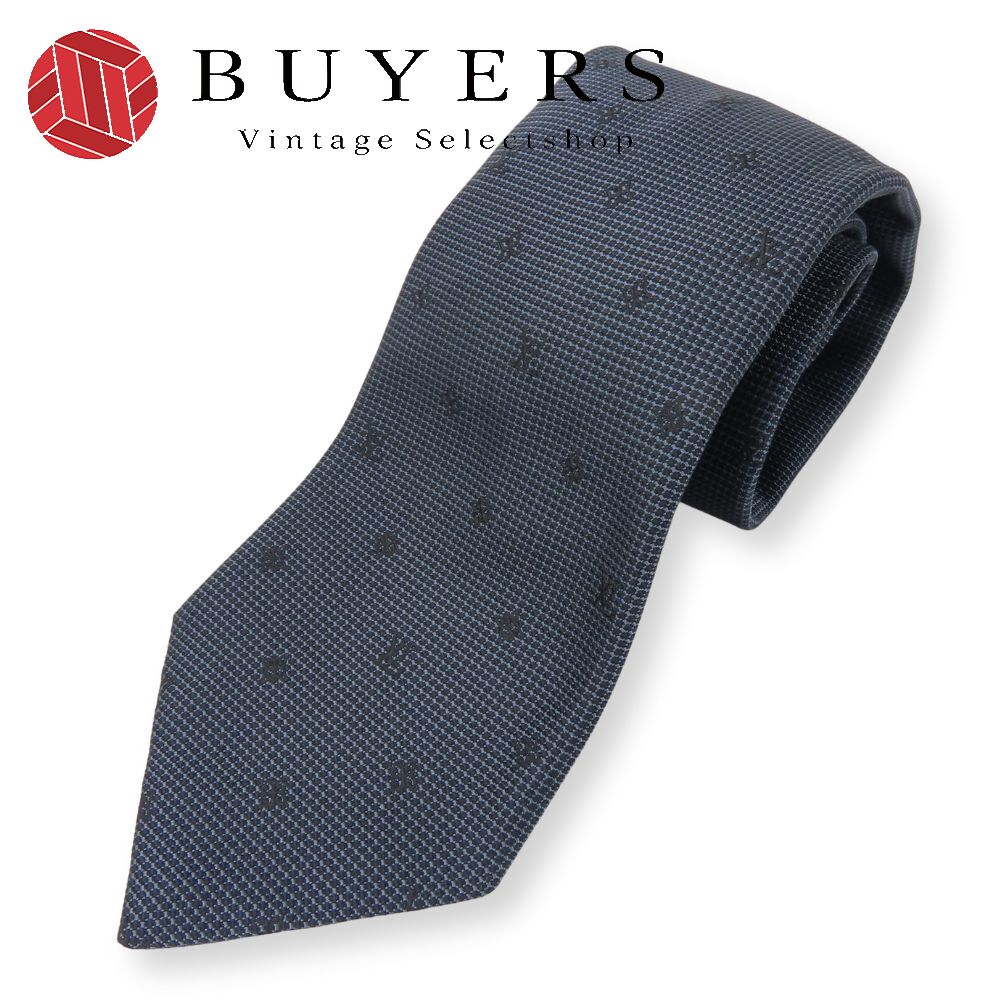 中古 ネクタイ モノグラム シルク ネイビー アパレル スーツ ビジネス メンズ 男性