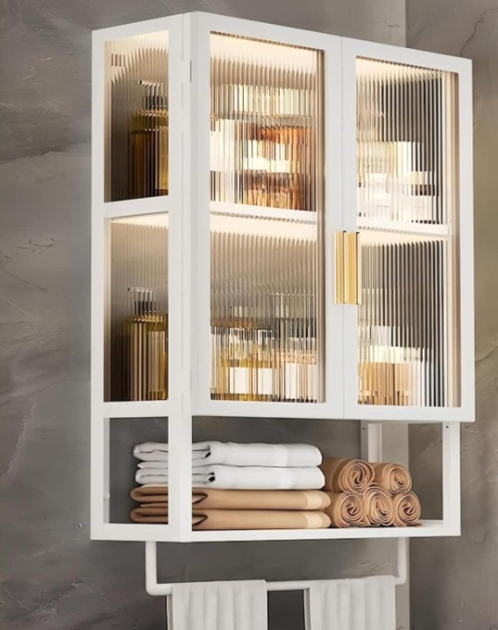 TIMDU 壁掛け式洗面所キャビネットタオルバー付き 空間を有効活用 大容量収納 化粧品・洗面用品まで収納可能 取り付けが簡単 バスルーム・キッチン・ランドリールームにも使える (ホワイト 40