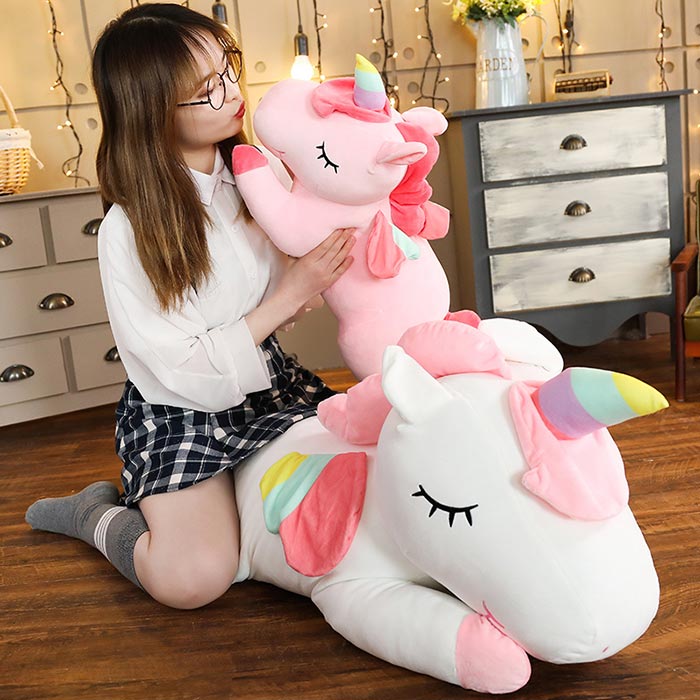 ぬいぐるみ ユニコーン 特大 大きい 抱き枕 抱きまくら まくら かわいい 可愛い 気持ち良い 柔らかい ふわふわ　癒し系 クッション　置物　インテリア お誕 クリスマス ギフト 贈り物 子供 ピン