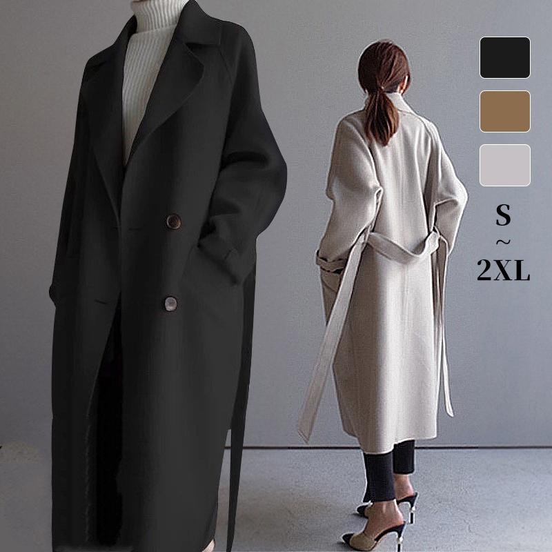チェスターコート ロングコート ファッション コート ステンカラーコート アウター トレンチコート レディース 通学 通勤 シンプル 開襟 秋冬 韓国風 ロング丈