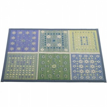 袋織 い草玄関マット フラワー 約60x90cm IFLOWER60B ブルー 6,327円