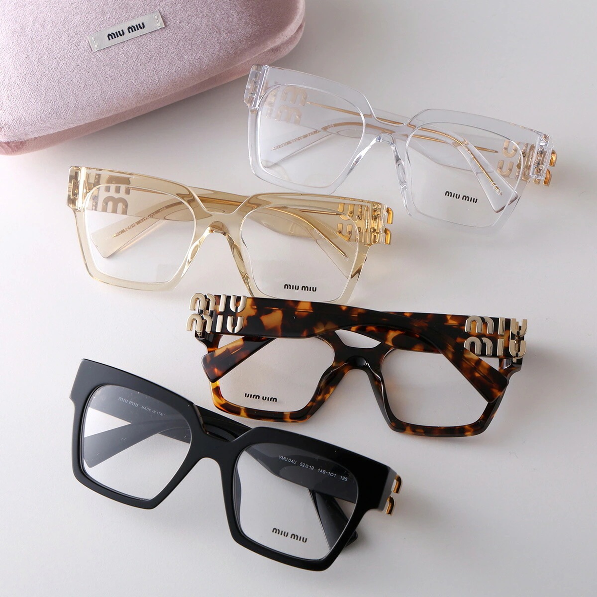 MIUMIU ミュウミュウ メガネ VMU 04U レディース メタルロゴ アイウェア スクエア ウェリントン めがね 眼鏡 セルフレーム メタルロゴ カラー4色 【ts】