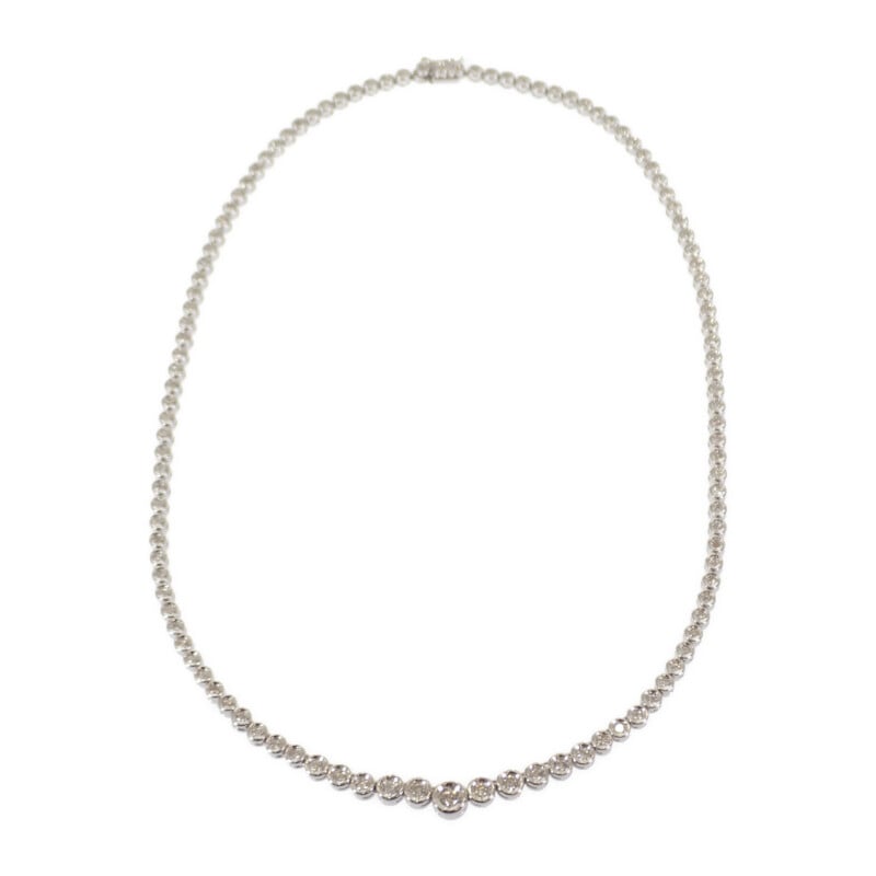 デザインジュエリー テニス ペンダント ネックレス K18WG ホワイトゴールド ダイヤモンド 美品 人気【Aランク】