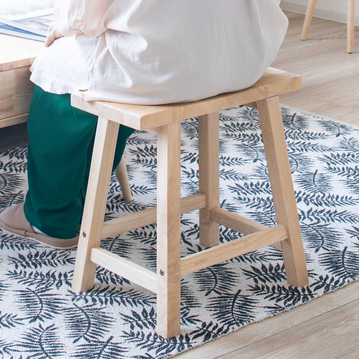 スツール 高さ45cm 木製 NATURAL SIGNATURE 木製スツール チェア イス 椅子 腰掛け 天然木 四角 デスクチェア デザインスツール 玄関 リビング サブチェア 来客用