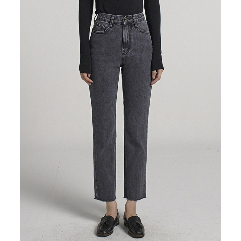 MILLIONCOR [9320] (起毛オプション) スリムストレートカットデニム (ブラックグレー)