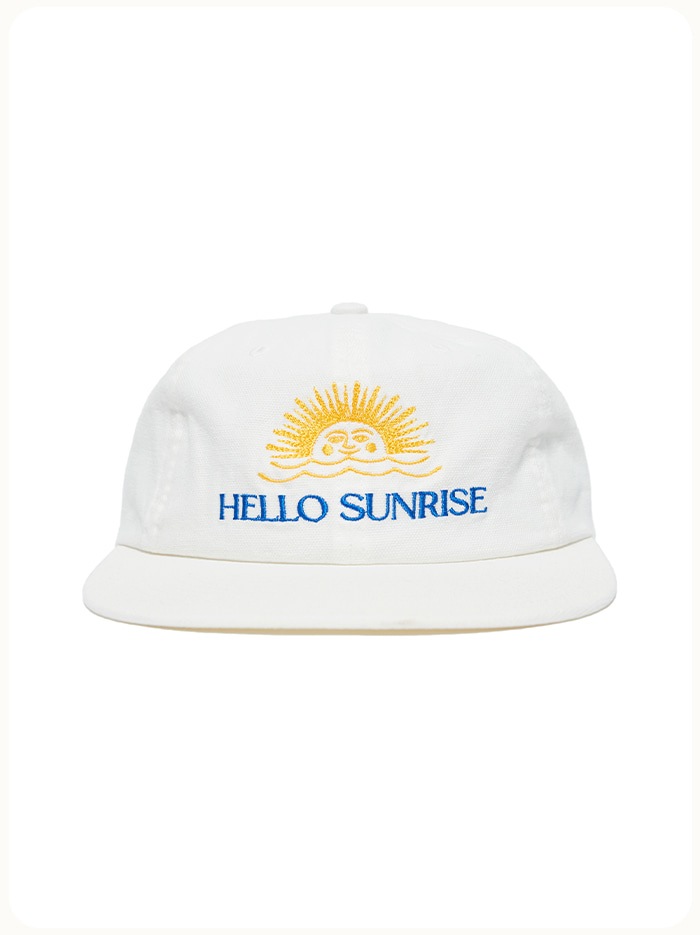 HELLO SUNRISE Washed Two Tone Logo 6Panel Cap Off White
