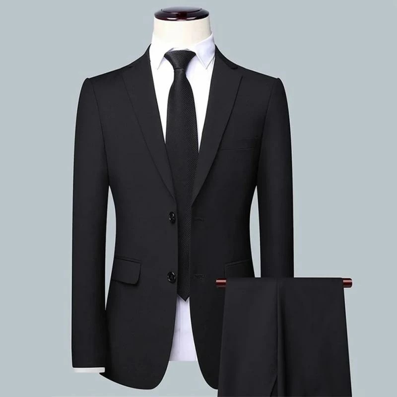 メンズ 男性 スーツ ジャケット 上下セット 韓国 カジュアル ビジネス フォーマル 上着 新郎 ウェディングドレス 結婚式 ノーアイロン スリム フィット 黒 ブラック 正統派 かっちり ベスト ス