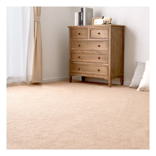 平織カーペット モーエン 防炎 抗菌 防臭 カット可 江戸間6帖 約261×352cm ベージュ 600092660