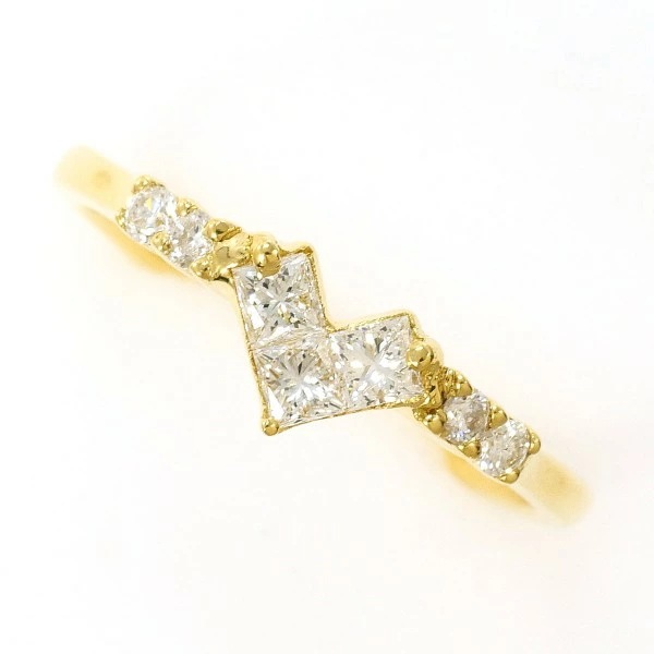 K18 18金 YG リング 11号 ダイヤ 0.35 中古