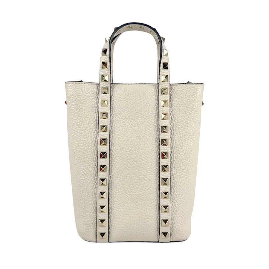 ヴァレンティノ ガラヴァーニ Valentino Garavani ハンドバッグ ショルダーバッグ ロックスタッズ レザー アイボリー レディース z3984