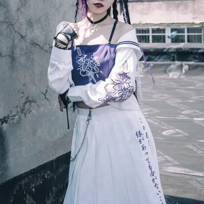 クエ蜂オリジナルJK制服セットダークセクシーJKロングスカート正版セーラー服フルセット