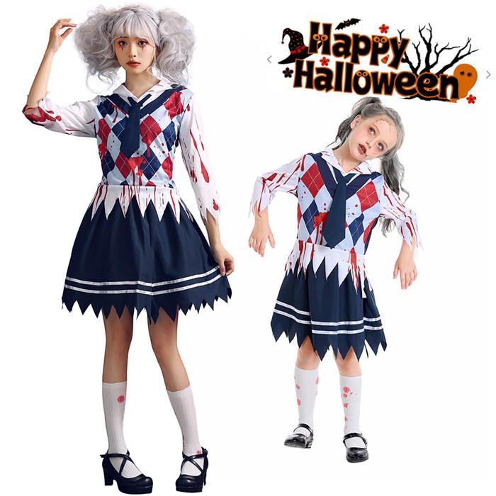 【新.発売&・激安販売】ハロウィン コスプレ ゾンビ 幽霊 吸血鬼 悪魔 親子服 大人 子供 親子ペアルック レディース 女子高生 制服 ゴースト コスチューム