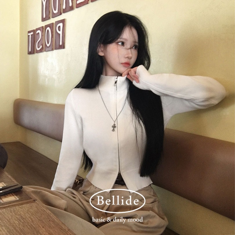 [BELLIDE MADE] スロー半ハイネックツーウェイニットジップアップ jp1166