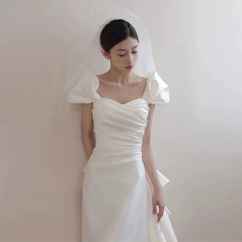 2025夏 フレンチ ドレス ウェディング ロングドレス 結婚式パーティードレス ドレスワンピース レディース 前撮り 韓国ファッション